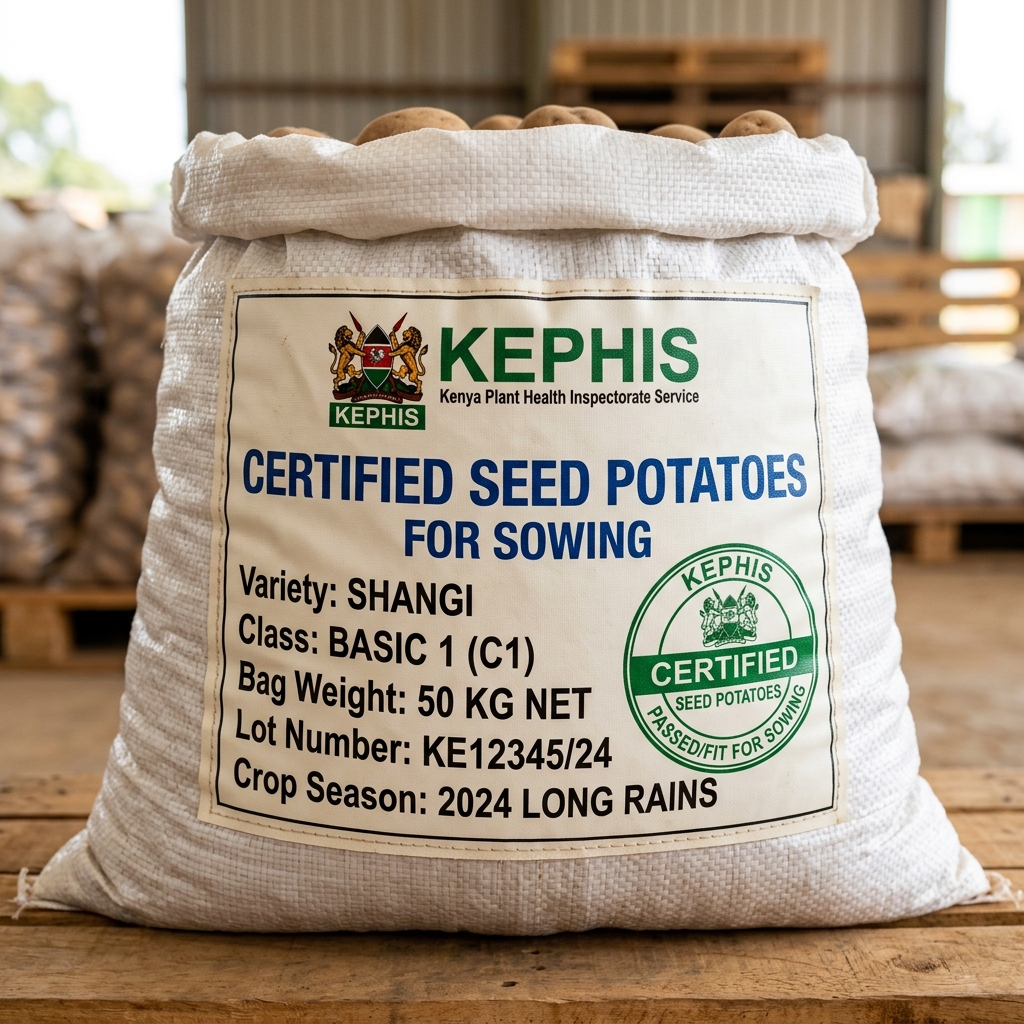KEPHIS certified potato seeds label
