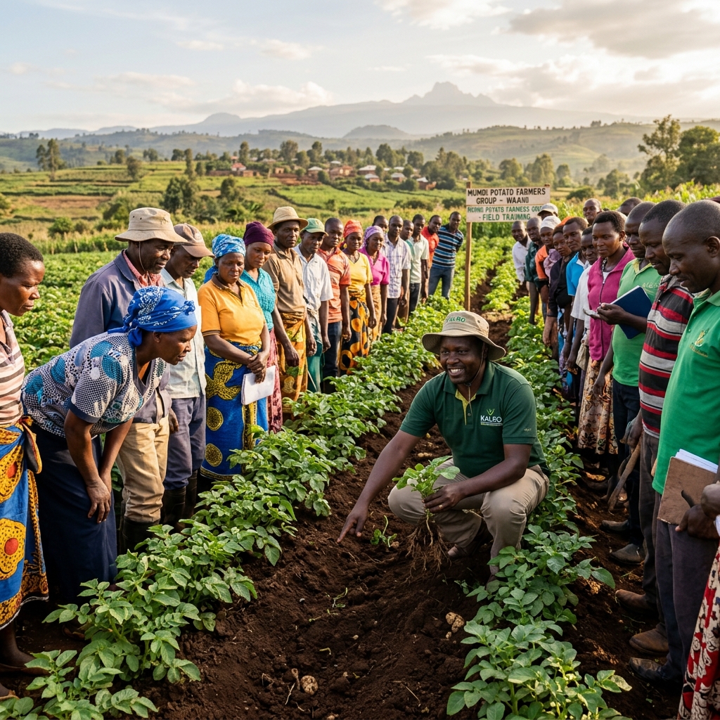 Kenyan farmers receiving potato farming training